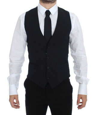 Chaleco de Vestido Formal Azul de Lana