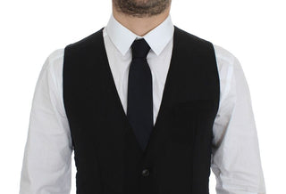 Schwarze Weste aus Wolle, formell, Gilet, Jacke