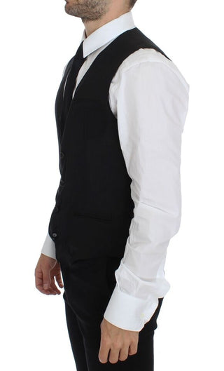 Schwarze Weste aus Wolle, formell, Gilet, Jacke
