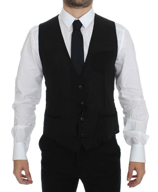 Schwarze Weste aus Wolle, formell, Gilet, Jacke