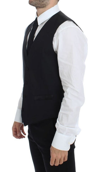 Blazer de vestido de lana y seda negra