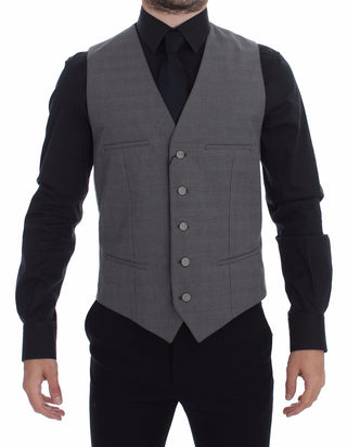 Chaleco de vestido de ajuste slim de algodón gris