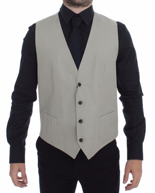 Beige Baumwoll-Seiden-Mischgewebe Kleid Weste Blazer