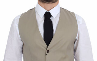 Beige Baumwolle Kleid Weste Blazer Jacke