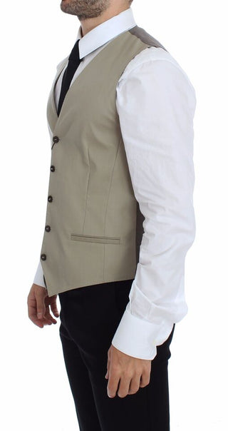 Beige Baumwolle Kleid Weste Blazer Jacke