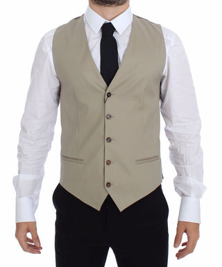 Beige Baumwolle Kleid Weste Blazer Jacke