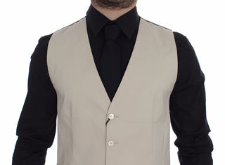 Beige Baumwoll-Stretch-Kleid Weste Blazer