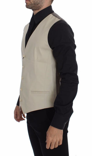 Beige Baumwoll-Stretch-Kleid Weste Blazer