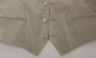Beige Baumwoll-Stretch-Kleid Weste Blazer