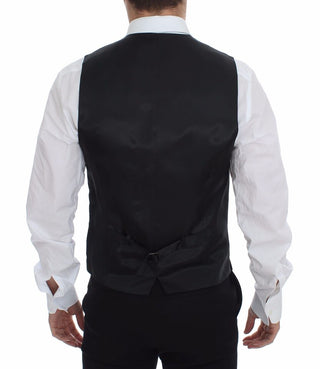 Chaleco de Vestido Gris de Lana con Logo a Rayas