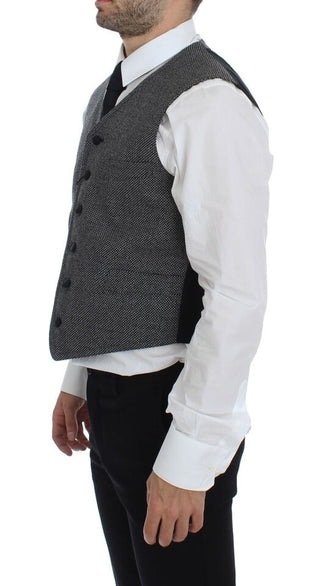Chaleco de Vestido Gris de Mezcla de Algodón con Logo