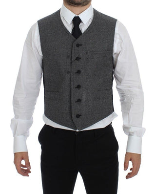 Chaleco de Vestido Gris de Mezcla de Algodón con Logo