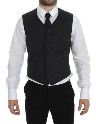Chaleco de Vestido Gris de Mezcla de Lana
