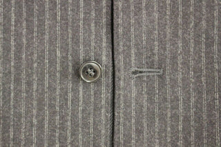 Gray Striped Wool Single Breasted Vest