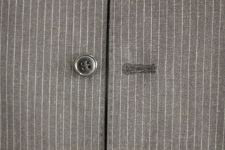 Gray Striped Wool Single Breasted Vest