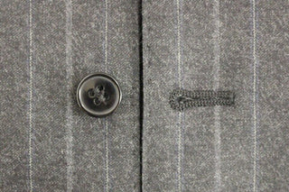 Chaleco de Vestido Gris de Lana con Logo a Rayas