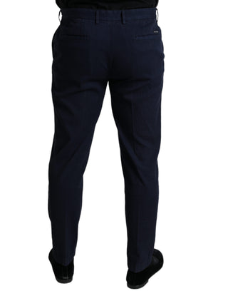 Dunkelblaue Baumwoll-Stretch-Slim-Fit-Anzughose