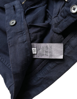 Dunkelblaue Baumwoll-Stretch-Slim-Fit-Anzughose