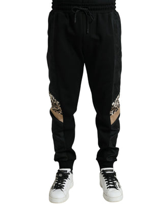 Pantalones jogger ajustados de algodón elástico negro  
