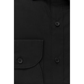 Black Cotton Men's Slim Shirt