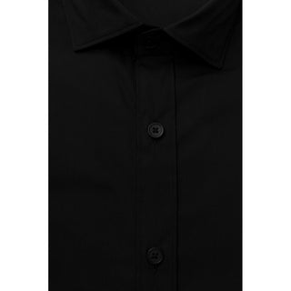 Black Cotton Men's Slim Shirt