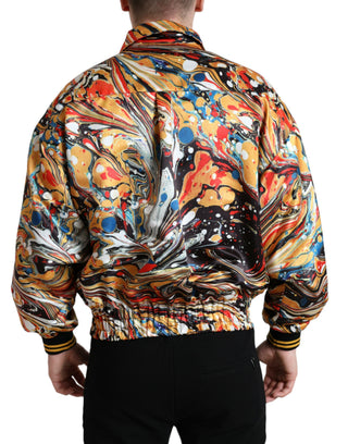 Mehrfarbige abstrakte Bomberjacke aus Polyester