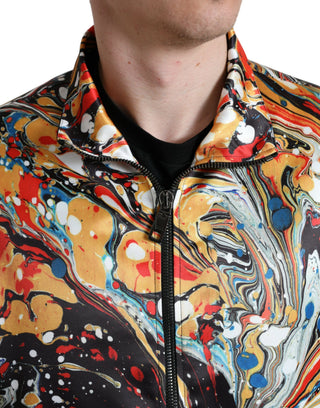 Mehrfarbige abstrakte Bomberjacke aus Polyester
