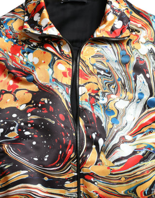 Mehrfarbige abstrakte Bomberjacke aus Polyester