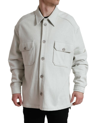 Abrigo chaqueta gris de algodón con botones y cuello  