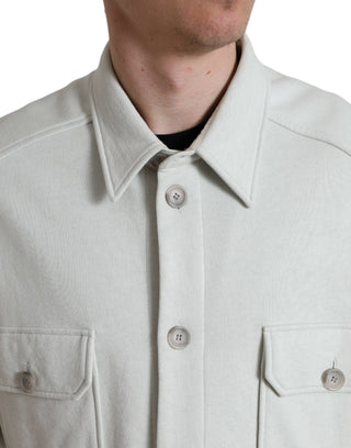 Abrigo chaqueta gris de algodón con botones y cuello  