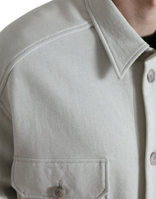 Abrigo chaqueta gris de algodón con botones y cuello  