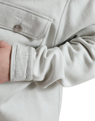 Abrigo chaqueta gris de algodón con botones y cuello  