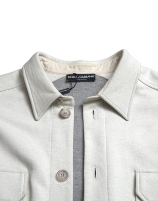 Abrigo chaqueta gris de algodón con botones y cuello  