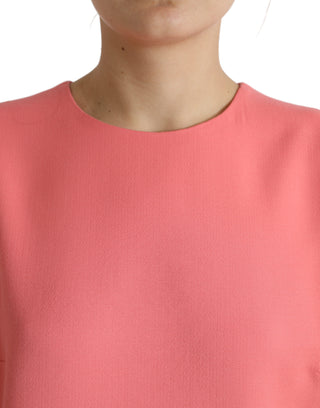 Pinkes ärmelloses Mini-Kleid aus Schurwolle