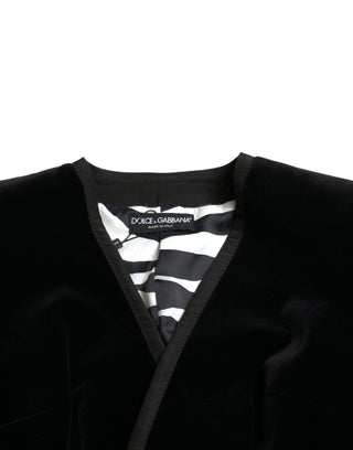 Black Velvet Cotton Double Breasted Jacket
