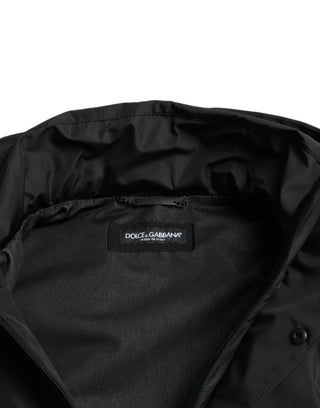 Schwarze Polyester-Kapuzenjacke mit Logo-Plakette