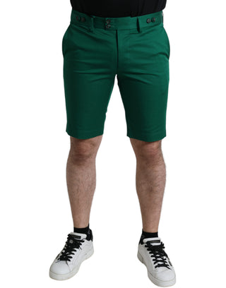 Dunkelgrüne Stretch-Bermudashorts für Herren aus Baumwolle