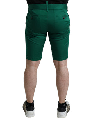 Dunkelgrüne Stretch-Bermudashorts für Herren aus Baumwolle