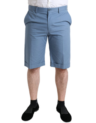 Bermudas para hombre de algodón azul cielo con dobladillo doblado