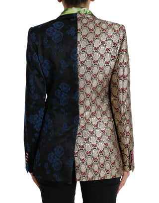 Mehrfarbige geblümte Patchwork-Jacquardjacke