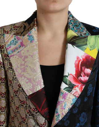 Mehrfarbige geblümte Patchwork-Jacquardjacke