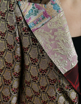 Mehrfarbige geblümte Patchwork-Jacquardjacke