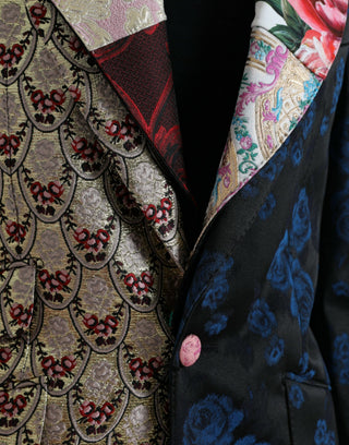 Mehrfarbige geblümte Patchwork-Jacquardjacke