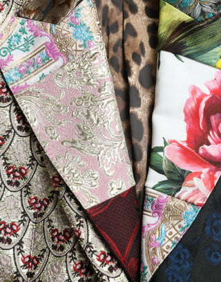 Mehrfarbige geblümte Patchwork-Jacquardjacke