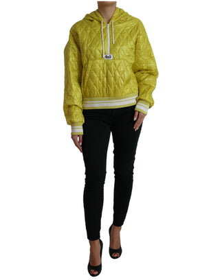Gelbe gesteppte Kapuzenjacke aus Nylon zum Reinschlüpfen