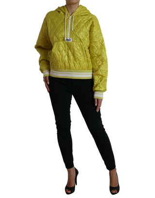 Gelbe gesteppte Kapuzenjacke aus Nylon zum Reinschlüpfen