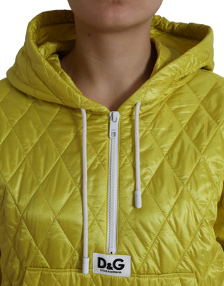 Gelbe gesteppte Kapuzenjacke aus Nylon zum Reinschlüpfen