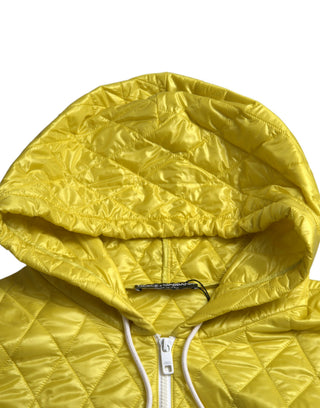 Gelbe gesteppte Kapuzenjacke aus Nylon zum Reinschlüpfen