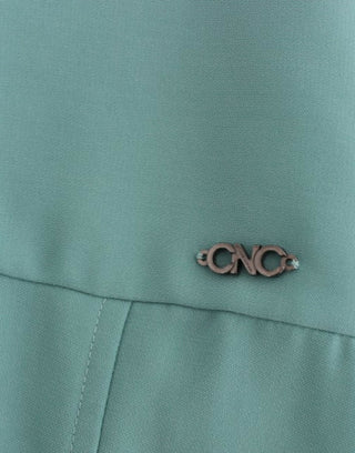 Vestido de corte recto verde con mangas 3/4