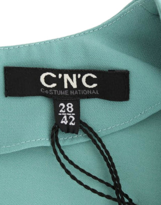 Vestido de corte recto verde con mangas 3/4